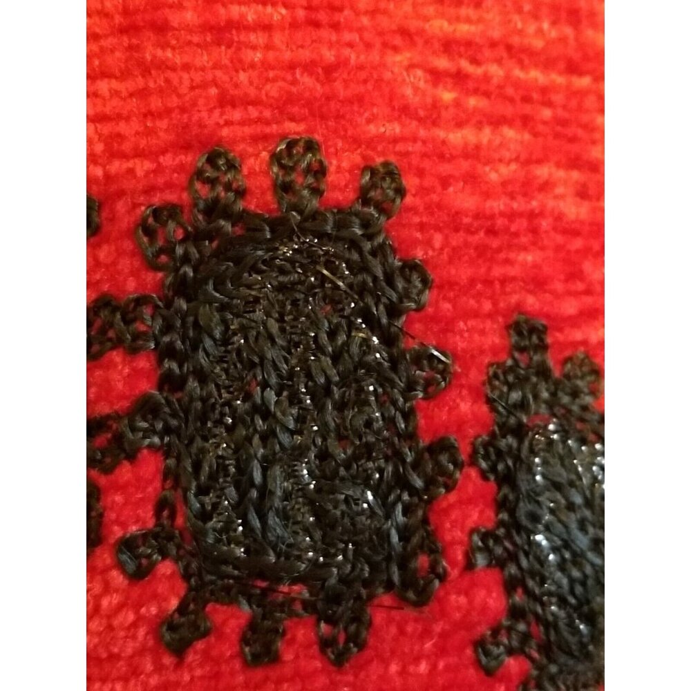 Allure Vintage Embellished Button Cardigan Womens 1X Red Velour Barrel Buttons - Picture 8 of 16